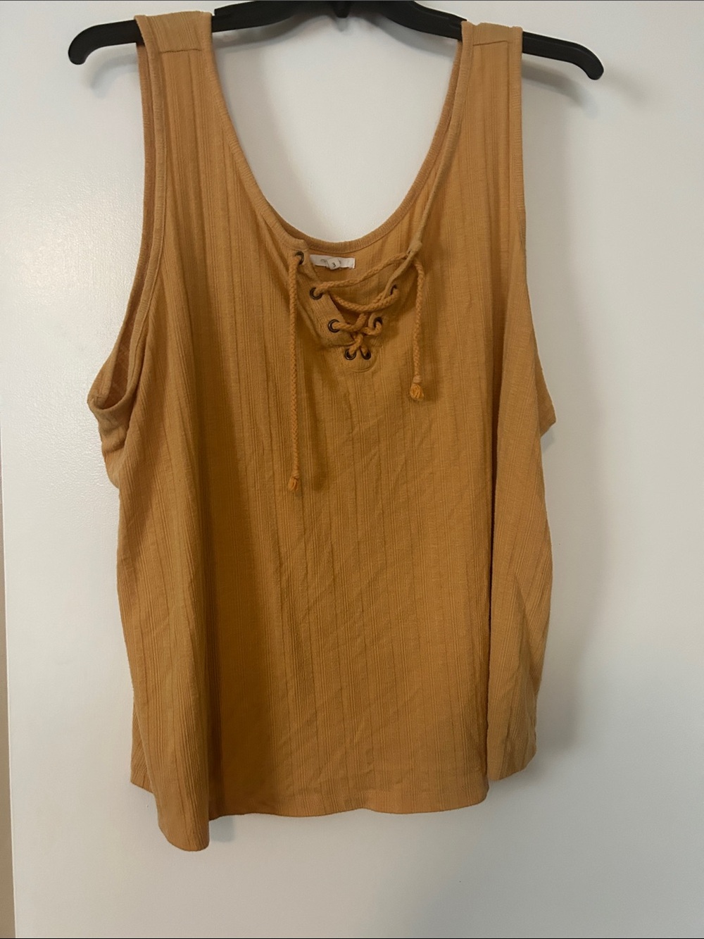 Women’s Lace-Up Tank Top - Mustard